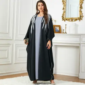 U.Chic 2023 Médio Oriente Temperamento Árabe Kaftan Abaya Dubai Batwing Coat Two Piece Set Para Mulheres