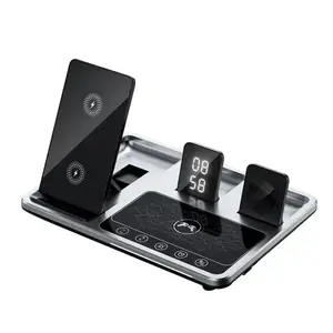 Luz de soporte de cargador inalámbrico 3 en 1 para <span class=keywords><strong>iPhone</strong></span> 14 13 12 <span class=keywords><strong>11</strong></span> X <span class=keywords><strong>iPhone</strong></span> Watch <span class=keywords><strong>Airpods</strong></span>. Estación de carga rápida Galaxy Watch - Product Image 1