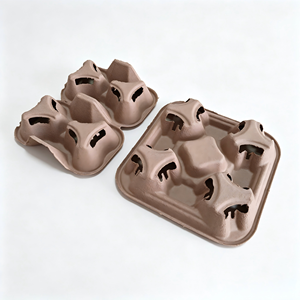 <span class=keywords><strong>Plateau</strong></span> porte-gobelets 4 emplacements en pâte recyclée, support à boissons en papier personnalisé, conception anti-déversement pour les commandes à emporter en drive-thru - Product Image 2