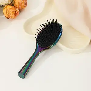 Good Quality Hair Brush Electroplating Black And Gold Paddle Scalp Hair Massage Brush For Children