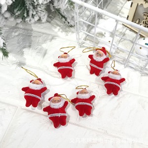 Mini décorations de Noël floquées rouges en plastique, faites à la main, avec paillettes dorées, 6 couleurs, pour sapin de Noël, vente directe usine - Product Image 2