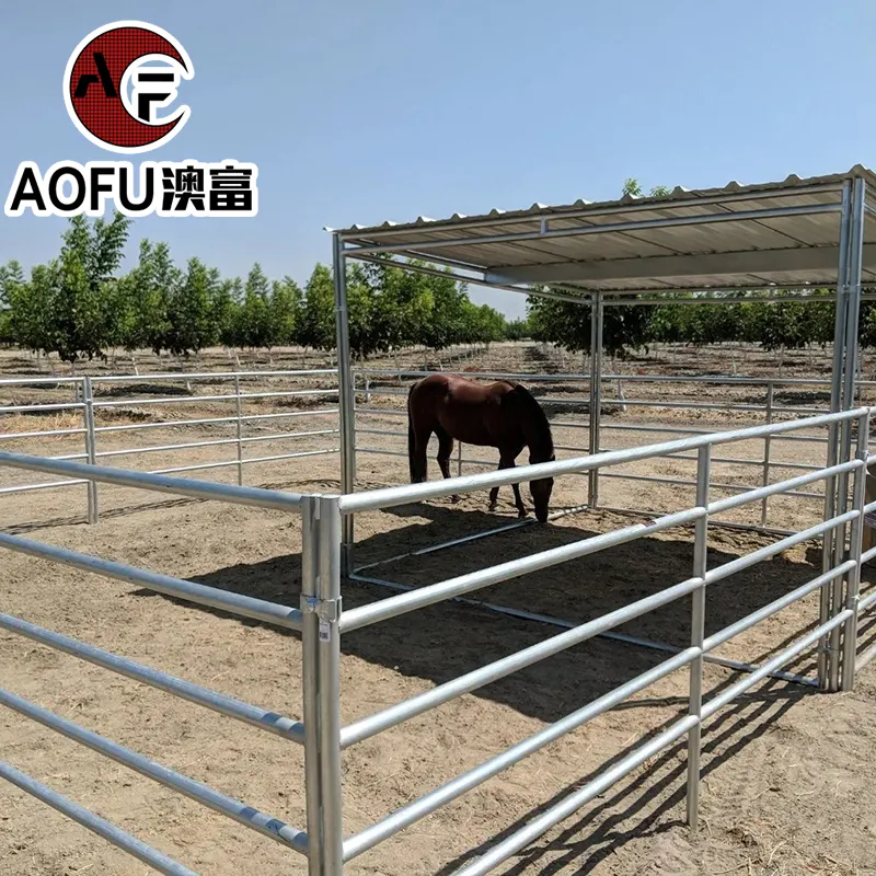 Valla de caballo soldada con resistencia de alta calidad, paneles de patio de ganado, paneles de valla de pluma redonda de ganado con recubrimiento de polvo galvanizado de 6 rieles