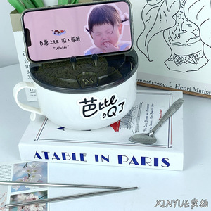 Tazón de fideos instantáneos de acero inoxidable con tapa y cuchara, gran capacidad, duradero, para camping y uso al aire libre - Product Image 4