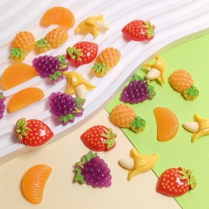 100pcs Resin Fruits Charms Flat Back Cabochon Headwear Accessories DIY <b>Scrapbooking</b> Crafts Phone Case Decoration - Product Image 1