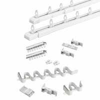 Kit de tringle à rideau télescopique DIY sans découpe, en aluminium noir, réglable de 0,65 à 5,1 m, silencieux et fluide, fixation murale ou plafond, pack