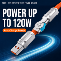 Câble de charge USB C en silicone liquide 1M 2M, design coudé rotatif à 180°, charge super rapide 120W 6A