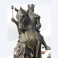 Sculpture de guerrier équestre en bronze massif, patine antique, statue de chevalier, décoration