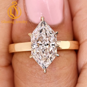 Anillo de compromiso de diamante cultivado en laboratorio de 1 <span class=keywords><strong>a</strong></span> 5 quilates, modelo New Dutch Marquise 2026, banda de oro con seis garras, certificado IGI - Product Image 1