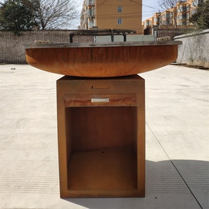 Stufa Barbecue a Legna da Esterno in Acciaio Corten per Giardino, Barbecue a Carbonella per Cortile, <span class=keywords><strong>Camino</strong></span> a Legna e Grill da Cucina - Product Image 1