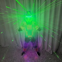 Costume de robot lumineux LED personnalisé pour homme adulte, idéal pour spectacle, DJ, danse, fête, avec casque laser et en polyester