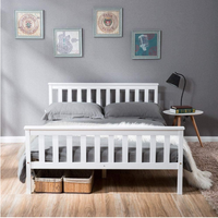 Lit Double en bois blanc de Style moderne, pour adultes, enfants et adolescents, cadre de lit plateforme en bois massif