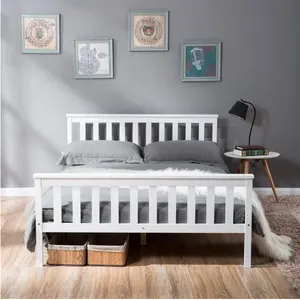 Cama doble de madera en blanco para adultos,/niños/adolescentes muebles para el hogar estilo moderno marcos de cama de plataforma de madera maciza