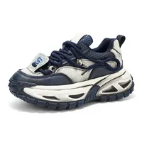 Zapatos deportivos casuales retro de moda para hombre, con cordones, plataforma alta, para invierno.