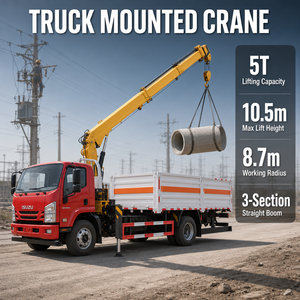 Autocarro con gru idraulica 4x2 da 5 tonnellate con braccio rigido a 3 sezioni per sollevamento <span class=keywords><strong>in</strong></span> <span class=keywords><strong>cantiere</strong></span> - Product Image 1