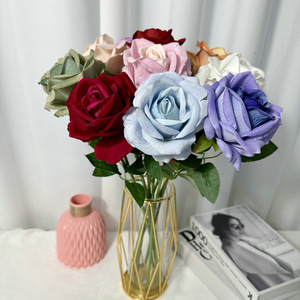 Rose artificielle à tige unique 50 cm, fleur en velours, décoration de mariage et de maison, accessoires de photographie, tissu écologique en pagnes tissés - Product Image 2