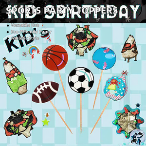 Artículos para Fiestas de Cumpleaños Infantiles, 20 Piezas, Decoración de Papel para Cupcakes con Temática Deportiva de Fútbol, Béisbol y Baloncesto - Product Image 2
