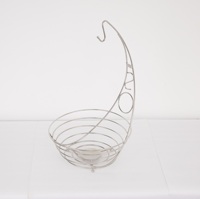 Corbeille à fruits en fil métallique pour comptoir de cuisine avec support pour bananes, chromée, avec drainage, pour rangement