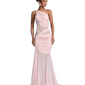 Vestido de noche fruncido de malla multicolor con un solo hombro |   Agente de Compras 1688 de la Marca FTS con Más de 10 Años de Experiencia y Baja Comisión para Compras Personalizadas - Product Image 2