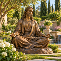 Sculpture géante en bronze de Jésus méditant, décoration extérieure de jardin d'église personnalisée