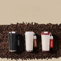 Gobelet à café isotherme portable anti-fuite à double usage avec cordon de transport, en acier inoxydable à double paroi, mug de voyage thermique