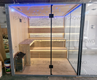 Salle de hammam humide haut de gamme, salle de sauna sec en bois de pruche, salle de sauna au sel de l'Himalaya pour 8 à 12 personnes avec contrôle Wi-Fi à distance
