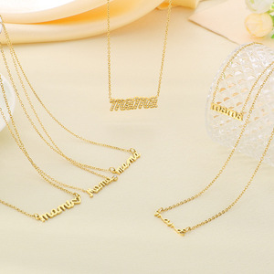 Collar <span class=keywords><strong>de</strong></span> cadena <span class=keywords><strong>de</strong></span> clavícula DIY chapado en <span class=keywords><strong>oro</strong></span> <span class=keywords><strong>de</strong></span> 18 quilates, moda <span class=keywords><strong>de</strong></span> acero inoxidable, letra inglesa, aniversario del Día <span class=keywords><strong>DE</strong></span> LA MADRE 'Mama' - Product Image 1