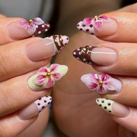 Uñas Postizas 3D de ABS, 30 Piezas, Estilo Francés, con Brillantes y Degradado de Color, Venta al Por Mayor, OEM, ODM, Novedad 2026