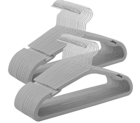 Cintres en velours à épaules larges avec crochet pivotant, épaisseur 0,2 pouce, en PET/Nylon/Fer, gris tourterelle, pour placard, gain de place, lot de 50