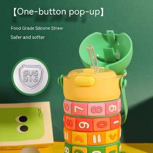 Nuevo <span class=keywords><strong>Termo</strong></span> de Conejo Lindo de 430ML para Estudiantes, Vaso Térmico de Acero Inoxidable con Correa Educativa y Pajita para Niños y Estudiantes de Matemáticas - Product Image 6