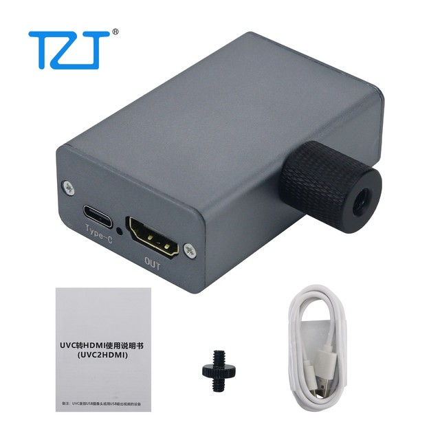 TZT 3840x2160P30 USB Camera to H-DMI-compatible Converter with 1/4" Screw Support for Action4/Action5/Insta360/Pocket3