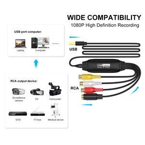 Placa de Captura de Vídeo AV para USB 1080P com Interface Banho de Ouro, Placa de Captura RCA USB 2.0 com Cabo de 1m - Product Image 4