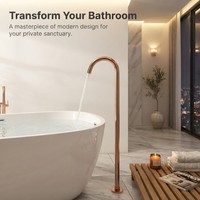Robinet de baignoire sur pied moderne en laiton massif couleur or rose, mitigeur de remplissage pour baignoire autoportante, idéal pour salle de bain de luxe