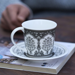 Ensemble tasse et soucoupe à café <span class=keywords><strong>vintage</strong></span> en <span class=keywords><strong>porcelaine</strong></span> à motifs floraux ethniques, vaisselle multicolore en <span class=keywords><strong>porcelaine</strong></span> fine - Product Image 4