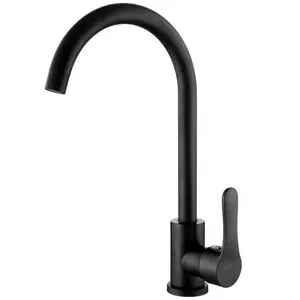 <span class=keywords><strong>Robinet</strong></span> de <span class=keywords><strong>cuisine</strong></span> thermostatique monocommande noir à col de cygne, avec douchette extractible pour <span class=keywords><strong>eau</strong></span> froide, en laiton moderne, type pratique, KAWAL - Product Image 1