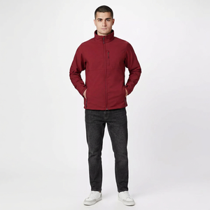 Custom Winter Men's Softshell <b>Jacket</b> Stand Collar <b>Fleece</b> <b>Lining</b> Waterproof Breathable Fabric Front for Outdoor Hiking Daily Use - Product Image 1