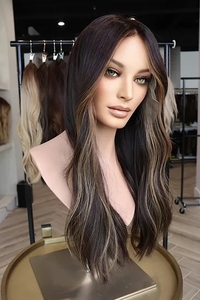 Peluca kosher marrón mezcla de colores onda natural 100% cabello europeo sin procesar nudos pequeños individuales HD encaje superior pelucas con línea de cabello rusa - Product Image 2