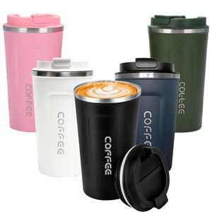 Gobelet isotherme OEM/ODM 380 ml en acier inoxydable blanc brillant, thermos sous vide pour extérieur avec couvercle sans BPA, paille écologique et poignée colorée - Product Image 1