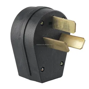 black 3-pole 3-wire non-grounding NEMA 10-50p 50Amp 125/250 Volt Heavy duty Straight Plug Welding Plug