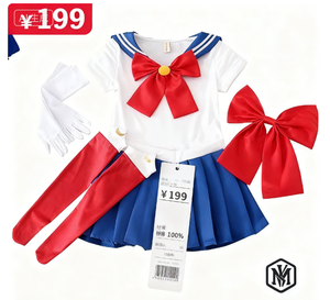 Costumi Cosplay di Usagi Tsukino da Anime, Abito da Marinaio Luna JK per Bambine e Donne, Vestito a Maniche Corte con Guanti e Calzini - Product Image 3