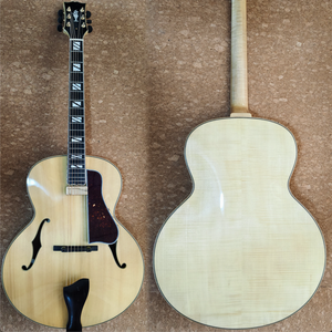 Guitarra de <span class=keywords><strong>Jazz</strong></span> Hecha a Mano, Cuerpo Hueco, Madera de Arce Tallada, Personalizable, Acústica-Eléctrica con Diapasón de Ébano - Product Image 1