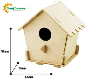 طقم بيت طيور خشبي للتركيب والطلاء، مجموعة ألعاب رسم للحرف اليدوية، عبوة من قطعتين - Product Image 4