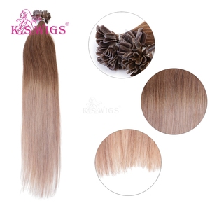 KSWIGS 12-28 pouces - Extensions de cheveux vierges à pointe en U, faciles à entretenir, pour débutants, ondulées/droites - Product Image 1