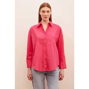 Camisa Mango Boyfriend para Mujer, Popelina, Cierre de Botones, Uso Diario Informal, Color Rosa Claro - Product Image 5