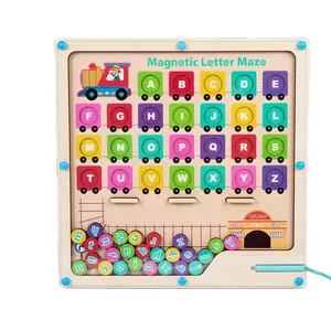 Manyetik labirent İngilizce mektup hareketli oyun biliş 26 İngilizce eşleştirme renk biliş bebek eğitici oyuncaklar