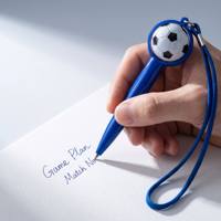 Bolígrafo Giratorio con Diseño de Balón de Fútbol, Correa para el Cuello, Logotipo Personalizado, Multicolor, Promocional