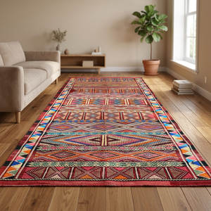 Alfombras de Lana Berber Marroquíes Hechas a Mano para Sala de Estar, Venta al por Mayor, Anudadas a Mano, Patrón Geométrico, Pelo Bajo, Grosor Medio - Product Image 4