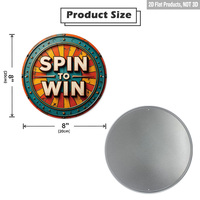 2PCS Spin to Win Signe rond en métal coloré Radial Star Rivet Graphic Game Room Wall Decor