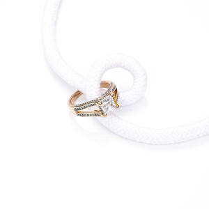 Bague de mariage en or blanc plaqué or 18 carats CM Jewelry Fashion, zircon, or laminé, anillo, coupe princesse, bague bicolore pour femme, cadeau - Product Image 5