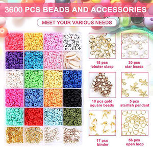 <span class=keywords><strong>Kit</strong></span> de perles heishi en argile polymère pour fabrication de bijoux, boules rondes et plates, 6mm, 3600 pièces, 18 couleurs - Product Image 2