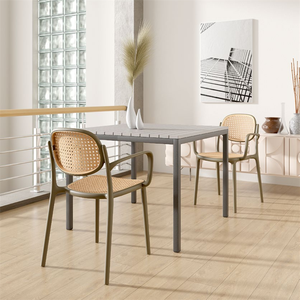 <span class=keywords><strong>Table</strong></span> <span class=keywords><strong>de</strong></span> salle à manger carrée noire moderne <span class=keywords><strong>de</strong></span> qualité commerciale pour l'intérieur et l'extérieur, pour <span class=keywords><strong>4</strong></span> <span class=keywords><strong>personnes</strong></span>, avec plateau en résine polyvalente à lattes, pour usage scolaire - Product Image 6